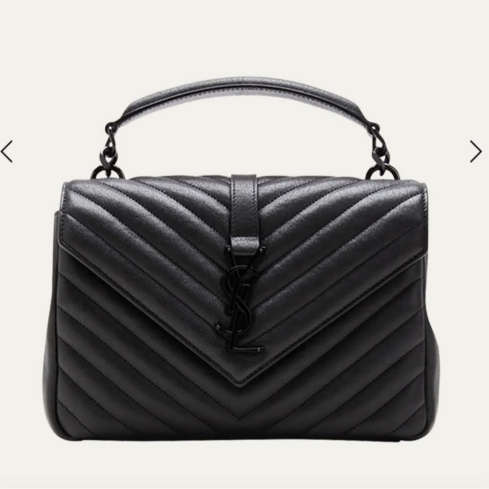 College Medium Flap YSL Shoulder Bag in Quilted Leather